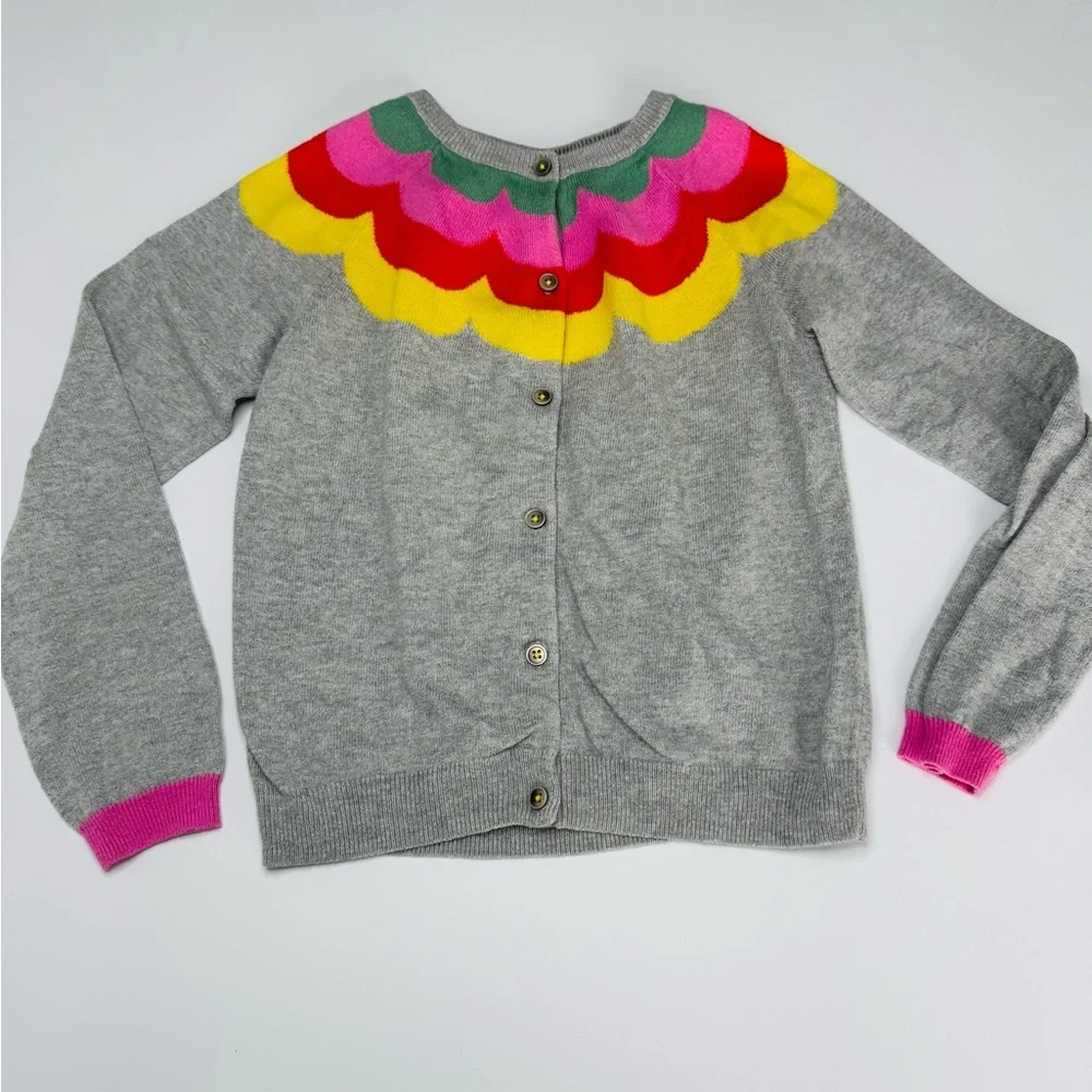 Mini Boden Girls Grey Rainbow Cuff Cardigan Size 9-10Y - Picture 1 of 4